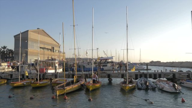 Harbour and Old Jaffa Town at golden hour, Tel Aviv, Israel, Middle East