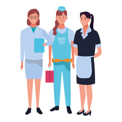 Obraz premium Professionals workers characters smiling cartoons