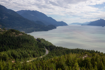 Beautiful Canadian Landscape View during a cloudy summer day. Taken in Murrin Park near Squamish, North of Vancouver, BC, Canada.