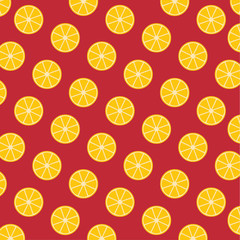 slice of lemon patterns on red background vector illustration 