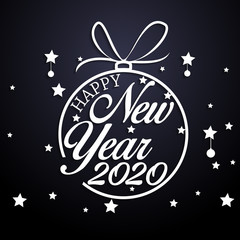 Happy New Year 2020. Lettering greeting inscription