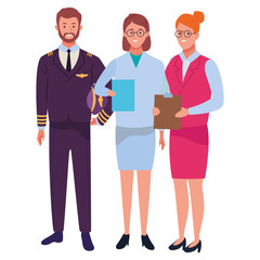 Professionals workers characters smiling cartoons