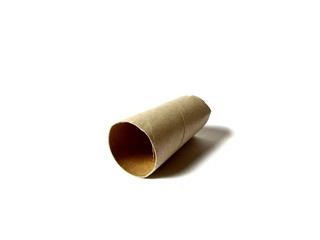Empty toilet paper roll on white background