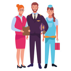 Professionals workers characters smiling cartoons