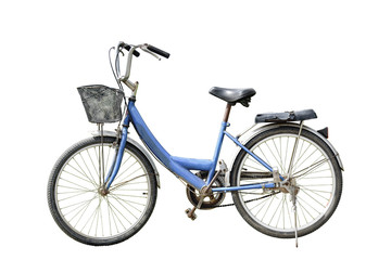 Old retro style bicycle isolated on white background