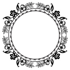 Shape of flower frame style unique, black white of color, for design of card. Vector