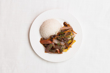 Delicious dish of Peruvian food 