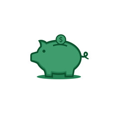 Piggy bank with coin vector