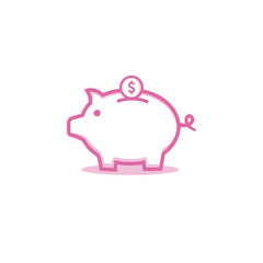 Piggy bank with coin vector