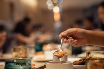 Business Conference Event. Food Meeting Buffet. Selective Focus Blur for Background.
