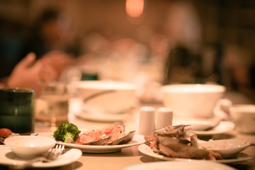 Business Conference Event. Food Meeting Buffet. Selective Focus Blur for Background.