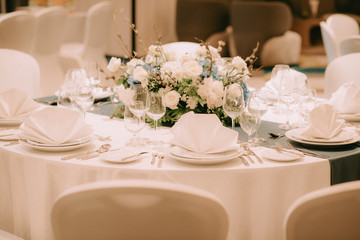 Business Conference Meeting Event and Dinner. Luxury room selective for background. 