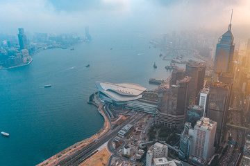 Hong Kong central at aerial view