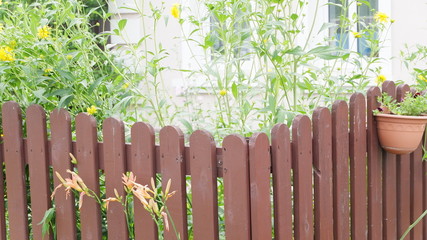 wooden fence with flowers