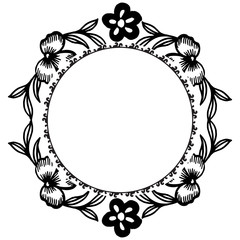 Decoration of greeting card, ornament various flowers and unique frame. Vector