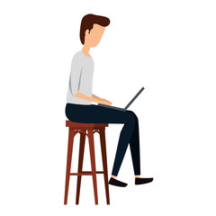 elegant businessman with laptop seated in bench