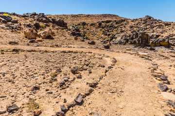 View from the Zara trail, near the Panorama Dead Sea Complex in Jordan. Zara Cliff Walk offers stunning views of the Dead Sea coast.