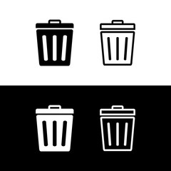 trash can icon set. trash symbol set vector