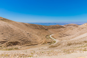 View from the way to the top of Machaerus near the Dead Sea in Jordan. It is the location of the imprisonment and execution of John the Baptist. 
