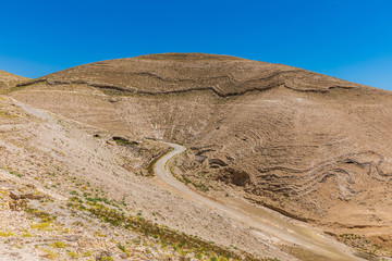 View from the way to the top of Machaerus near the Dead Sea in Jordan. It is the location of the...