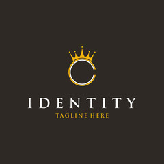 c crown logo icon, crown logo letter c, Letter C Linked Monogram Crown King Logotype