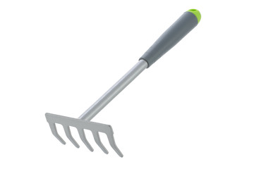 Long handle garden hand rake isolated on white with clipping path