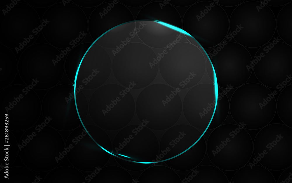 Aufkleber abstract black background with circle frame transparent glass effect a combination with light neon b
