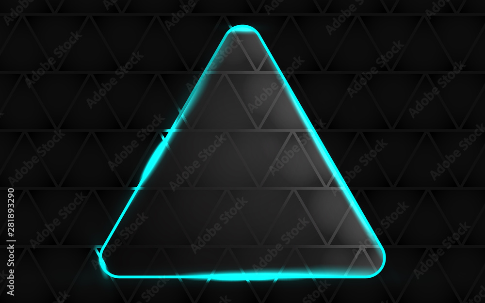 Aufkleber abstract black background with triangle frame transparent glass effect a combination with light neon