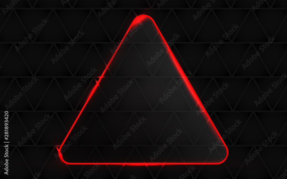 Aufkleber abstract black background with triangle frame transparent glass effect a combination with light neon