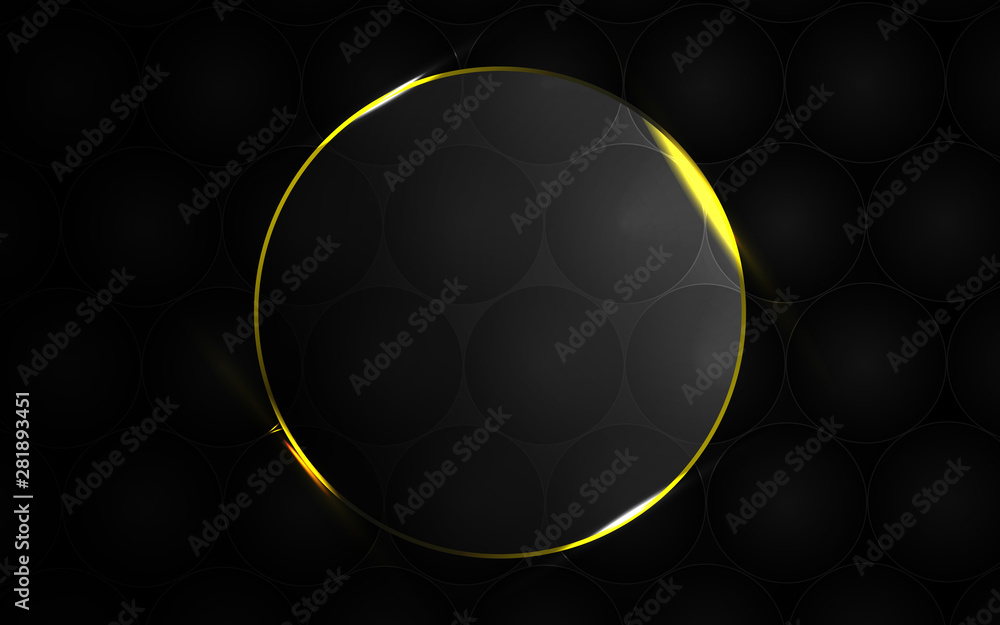 Aufkleber abstract black background with circle frame transparent glass effect a combination with light neon b