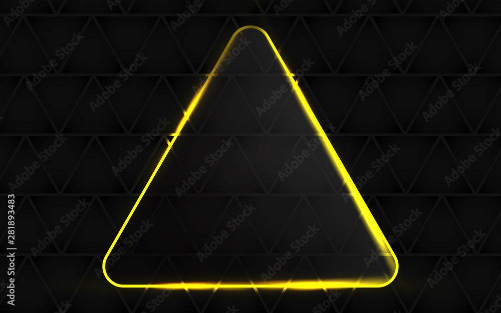 Aufkleber abstract black background with triangle frame transparent glass effect a combination with light neon