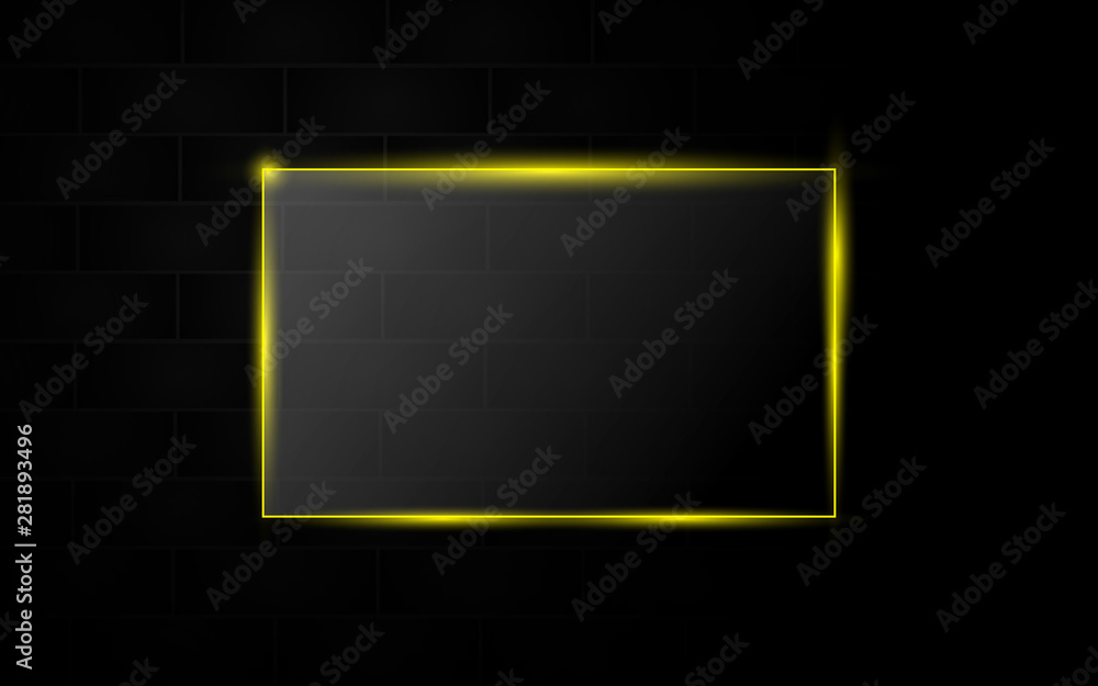 Aufkleber abstract black background with square frame transparent glass effect a combination with light neon b