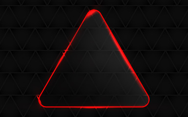 Abstract black background with triangle frame transparent glass effect a combination with light neon border. Layer  layout space on for text and background design