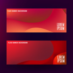 Fototapeta premium Fluid banner background design. Abstract liquid banner design with red, purple and blue color combination