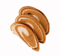 Freshly baked tasty bread on a white background