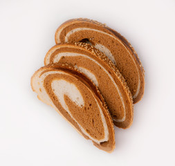 Freshly baked tasty bread on a white background