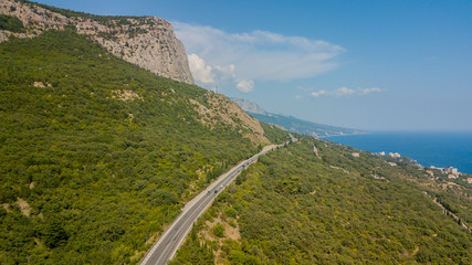 Fototapeta premium Beauty nature landscape Crimea with tree forest, roads, horizontal photo