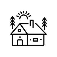 Black line icon for cabin