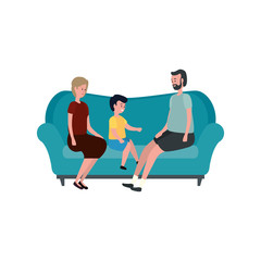 cute grandparents couple with grandson in the sofa