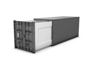 Opened shipping container, 3d Illustration isolated white