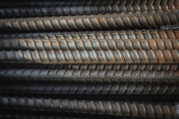 Group of steel bar in construction site,soft focus.