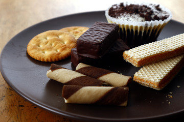Plate of different sweet snacks