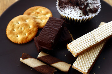 Plate of different sweet snacks