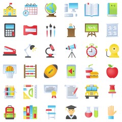 Back to school vector icon set, gradient style