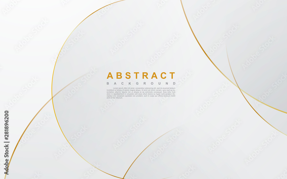 Poster modern abstract light silver background vector. elegant circle shape design with golden line.