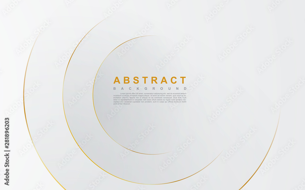 Poster modern abstract light silver background vector. elegant circle shape design with golden line.