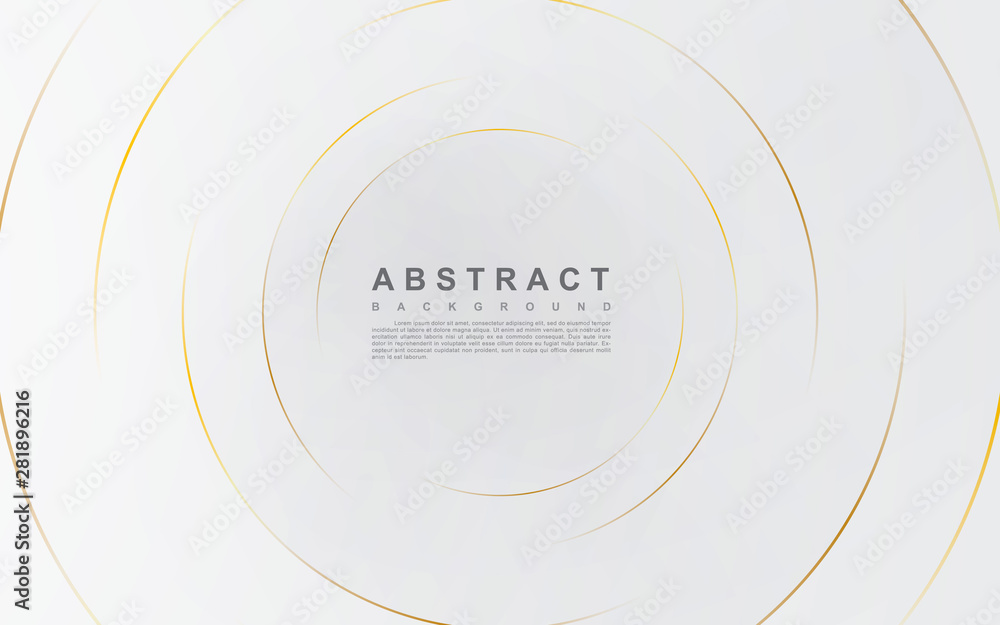 Poster modern abstract light silver background vector. elegant circle shape design with golden line.