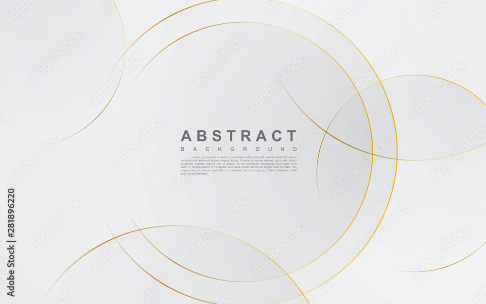 Poster modern abstract light silver background vector. elegant circle shape design with golden line.
