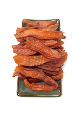 dried sweet potato on white background