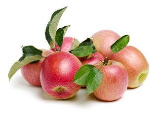 Red apples isolated on white background